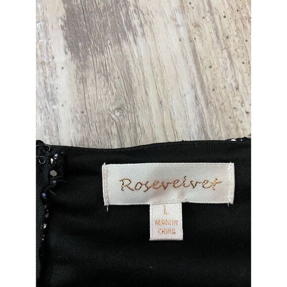 Rosevelvet Black Sequin 2Pc Skirt & Blouse Top Womens Dress Sz L - Picture 5 of 6